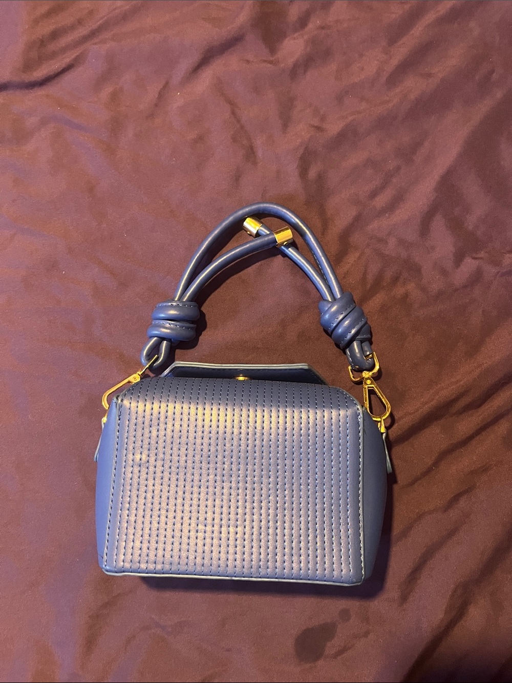 Blue Structured Top-Handle Women's Bag
